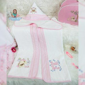 Pink teddy bear hooded bath towel